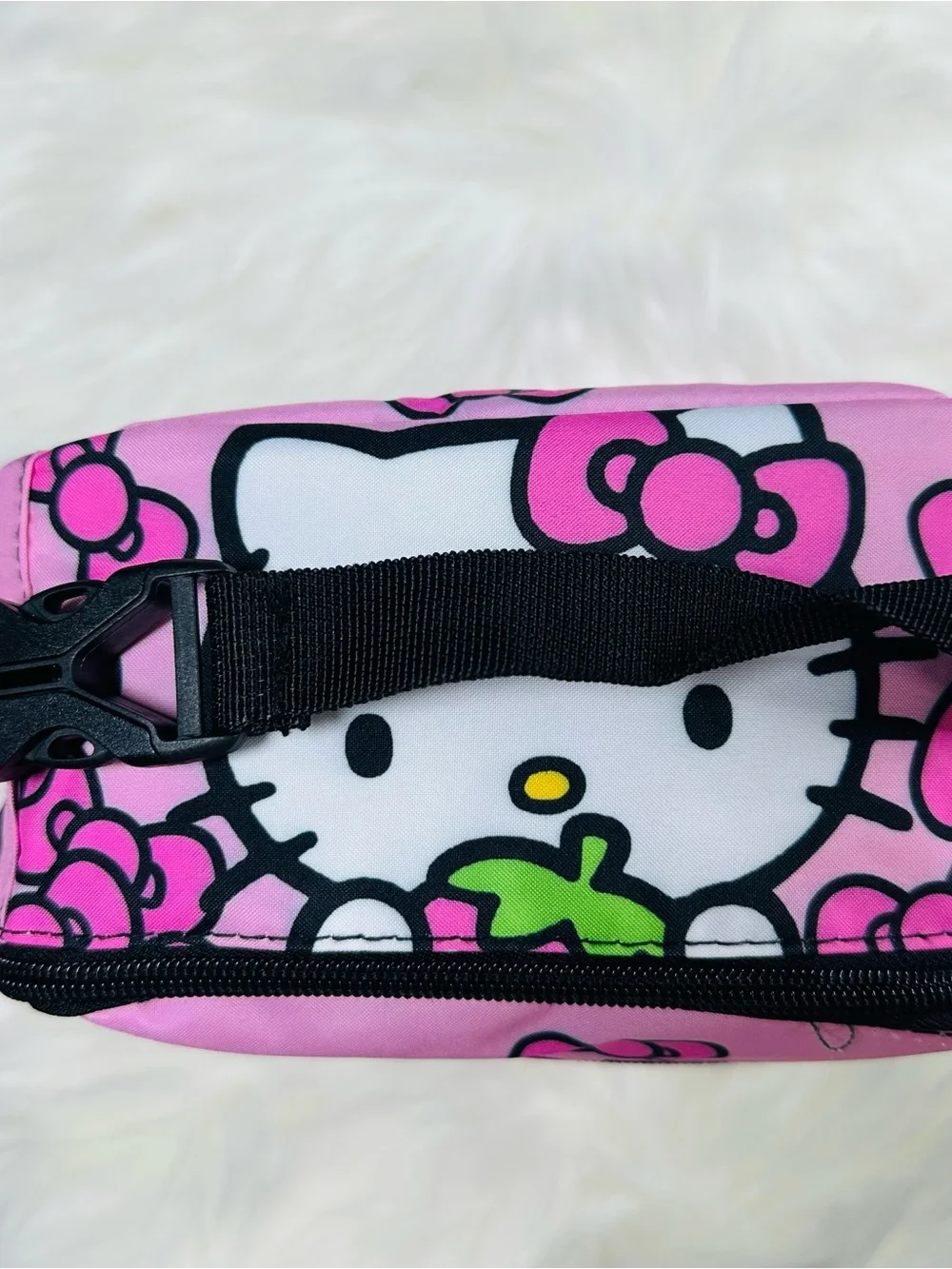 Hello Kitty Pink White Kids Lunch Bag with Strawberry Graphic